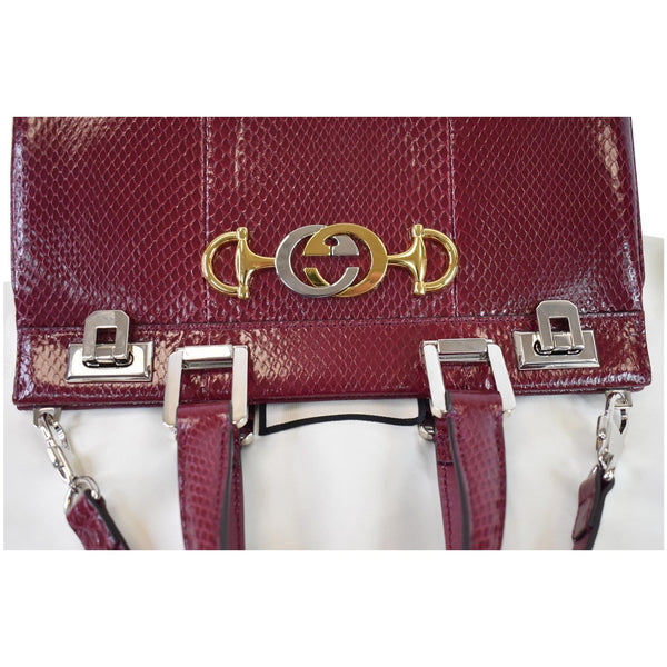 Gucci Zumi Small Snakeskin Leather Bag GG logo