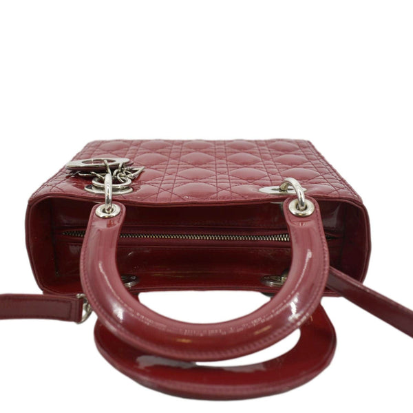 CHRISTIAN DIOR Medium Lady Dior Leather Shoulder Bag Red