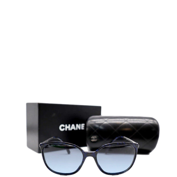 CHANEL 5291-B-A c.1487/S2 Blue Silver Crystals Sunglasses Blue Lens